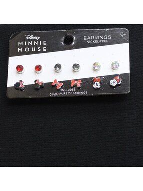 NWT Her Accessories Character Theme Stud Earrings Set Red / Black Multi